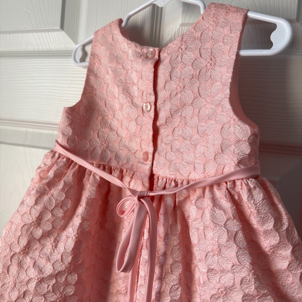La Princess Blush Pink Floral Jacquard Party Dress | Pink Toddler Dress | 24M - Picture 5 of 7